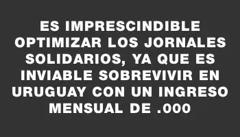 Es imprescindible optimizar los Jornales Solidarios, ya que es inviable sobrevivir en Uruguay con un ingreso mensual de $7.000