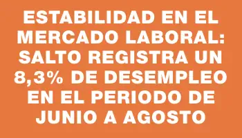 Estabilidad en el mercado laboral: Salto registra un 8,3% de desempleo en el periodo de junio a agosto