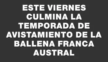 Este viernes culmina la Temporada de avistamiento de la Ballena Franca Austral