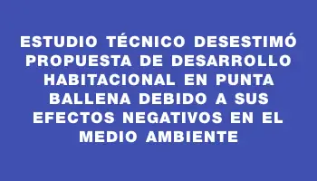 Estudio técnico desestimó propuesta de desarrollo habitacional en Punta Ballena debido a sus efectos negativos en el medio ambiente