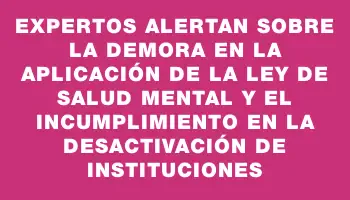 Expertos alertan sobre la demora en la aplicación de la Ley de Salud Mental y el incumplimiento en la desactivación de instituciones