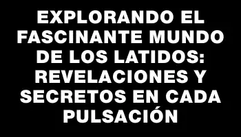 Explorando el Fascinante Mundo de los Latidos: Revelaciones y Secretos en Cada Pulsación