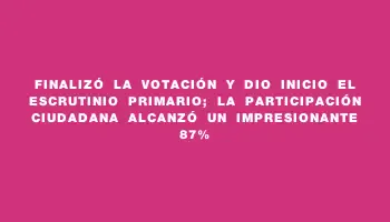 Finalizó la votación y dio inicio el escrutinio primario; la participación ciudadana alcanzó un impresionante 87%