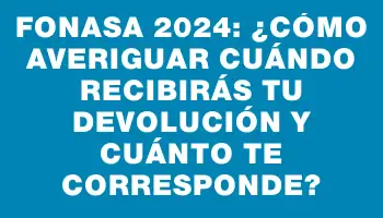 Fonasa 2024: ¿Cómo averiguar cuándo recibirás tu devolución y cuánto te corresponde?