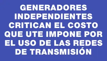 Generadores independientes critican el costo que Ute impone por el uso de las redes de transmisión
