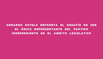 Gerardo Sotelo enfrenta el desafío de ser el único representante del Partido Independiente en el ámbito legislativo