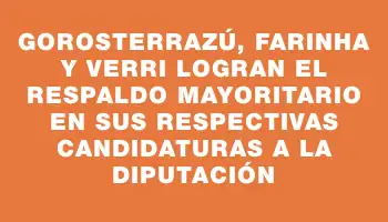 Gorosterrazú, Farinha y Verri logran el respaldo mayoritario en sus respectivas candidaturas a la diputación