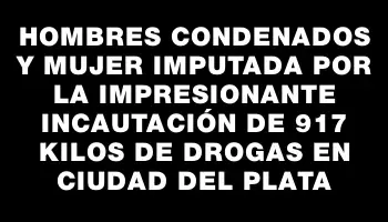 Hombres condenados y mujer imputada por la impresionante incautación de 917 kilos de drogas en Ciudad del Plata