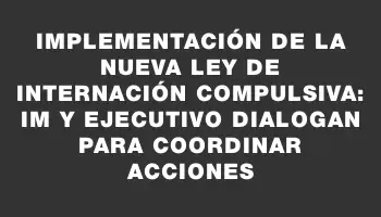 Implementación de la nueva ley de internación compulsiva: Im y Ejecutivo dialogan para coordinar acciones