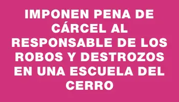 Imponen pena de cárcel al responsable de los robos y destrozos en una escuela del Cerro