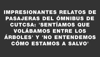 Impresionantes relatos de pasajeras del ómnibus de Cutcsa: 'Sentíamos que volábamos entre los árboles' y 'no entendemos cómo estamos a salvo'