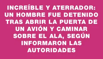 Increíble y aterrador: un hombre fue detenido tras abrir la puerta de un avión y caminar sobre el ala, según informaron las autoridades