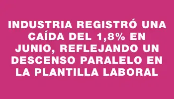 Industria registró una caída del 1,8% en junio, reflejando un descenso paralelo en la plantilla laboral