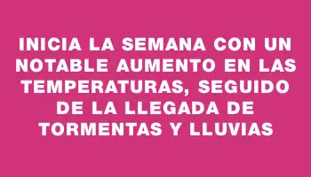 Inicia la semana con un notable aumento en las temperaturas, seguido de la llegada de tormentas y lluvias