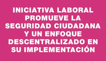 Iniciativa laboral promueve la seguridad ciudadana y un enfoque descentralizado en su implementación