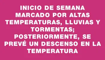 Inicio de semana marcado por altas temperaturas, lluvias y tormentas; posteriormente, se prevé un descenso en la temperatura