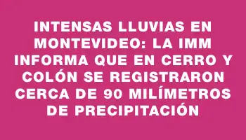 Intensas lluvias en Montevideo: La Imm informa que en Cerro y Colón se registraron cerca de 90 milímetros de precipitación