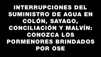 Interrupciones del suministro de agua en Colón, Sayago, Conciliación y Malvín: conozca los pormenores brindados por Ose