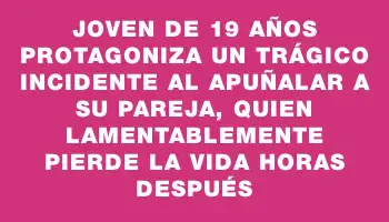 Joven de 19 años protagoniza un trágico incidente al apuñalar a su pareja, quien lamentablemente pierde la vida horas después