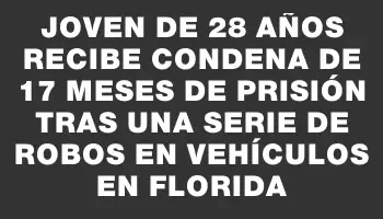 Joven de 28 años recibe condena de 17 meses de prisión tras una serie de robos en vehículos en Florida