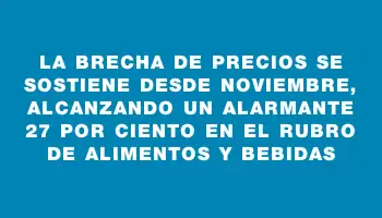 La brecha de precios se sostiene desde noviembre, alcanzando un alarmante 27 por ciento en el rubro de alimentos y bebidas