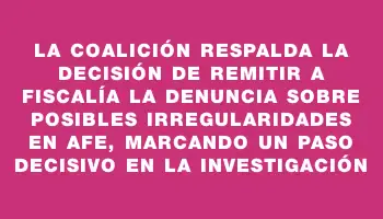 La coalición respalda la decisión de remitir a Fiscalía la denuncia sobre posibles irregularidades en Afe, marcando un paso decisivo en la investigación