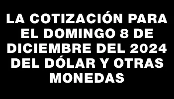 La cotización para el Domingo 8 de diciembre del 2024 del dólar y otras monedas