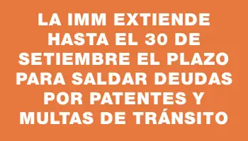 La Imm extiende hasta el 30 de setiembre el plazo para saldar deudas por patentes y multas de tránsito