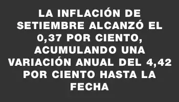 La inflación de setiembre alcanzó el 0,37 por ciento, acumulando una variación anual del 4,42 por ciento hasta la fecha