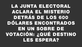 La Junta Electoral aclara el misterio detrás de los 600 dólares encontrados en un sobre de votación: ¿qué destino les espera?