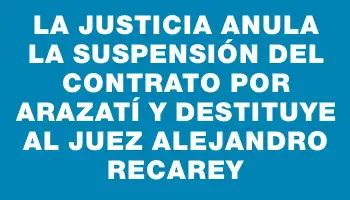 La Justicia anula la suspensión del contrato por Arazatí y destituye al juez Alejandro Recarey