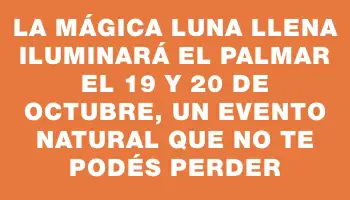 La mágica Luna llena iluminará el Palmar el 19 y 20 de octubre, un evento natural que no te podés perder