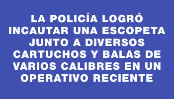 La Policía logró incautar una escopeta junto a diversos cartuchos y balas de varios calibres en un operativo reciente