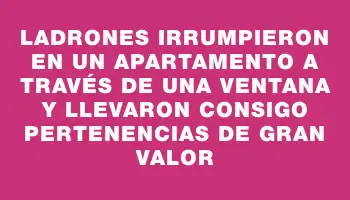 Ladrones irrumpieron en un apartamento a través de una ventana y llevaron consigo pertenencias de gran valor