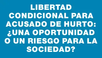 Libertad condicional para acusado de hurto: ¿una oportunidad o un riesgo para la sociedad?