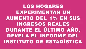 Los hogares experimentan un aumento del 1% en sus ingresos reales durante el último año, revela el informe del Instituto de Estadística