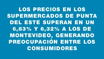 Los precios en los supermercados de Punta del Este superan en un 6,83% y 6,32% a los de Montevideo, generando preocupación entre los consumidores