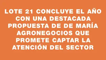 Lote 21 concluye el año con una destacada propuesta de De María Agronegocios que promete captar la atención del sector