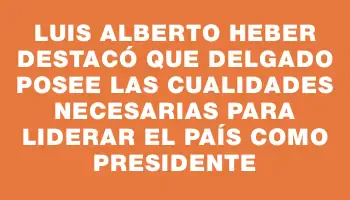 Luis Alberto Heber destacó que Delgado posee las cualidades necesarias para liderar el país como presidente