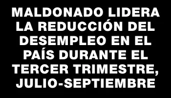 Maldonado lidera la reducción del desempleo en el país durante el tercer trimestre, julio-septiembre