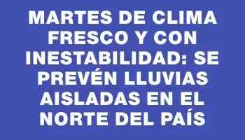 Martes de clima fresco y con inestabilidad: se prevén lluvias aisladas en el norte del país