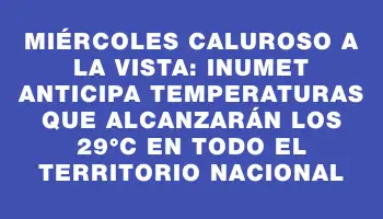 Miércoles caluroso a la vista: Inumet anticipa temperaturas que alcanzarán los 29°c en todo el territorio nacional