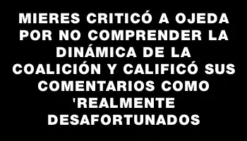 Mieres criticó a Ojeda por no comprender la dinámica de la coalición y calificó sus comentarios como 