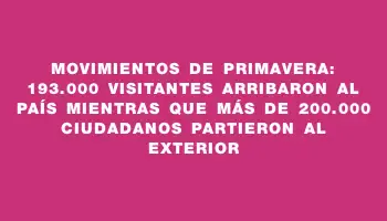 Movimientos de primavera: 193.000 visitantes arribaron al país mientras que más de 200.000 ciudadanos partieron al exterior