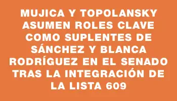 Mujica y Topolansky asumen roles clave como suplentes de Sánchez y Blanca Rodríguez en el Senado tras la integración de la Lista 609