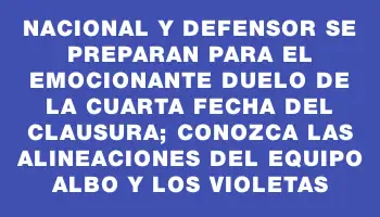 Nacional y Defensor se preparan para el emocionante duelo de la cuarta fecha del Clausura; conozca las alineaciones del equipo albo y los violetas