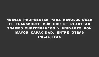 Nuevas propuestas para revolucionar el transporte público: se plantean tramos subterráneos y unidades con mayor capacidad, entre otras iniciativas