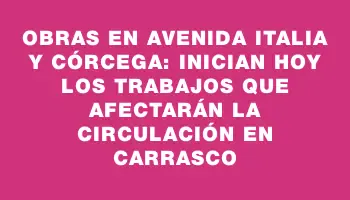 Obras en Avenida Italia y Córcega: Inician hoy los trabajos que afectarán la circulación en Carrasco