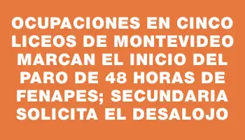 Ocupaciones en cinco liceos de Montevideo marcan el inicio del paro de 48 horas de Fenapes; Secundaria solicita el desalojo