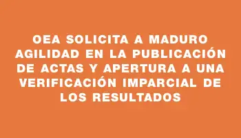 Oea solicita a Maduro agilidad en la publicación de actas y apertura a una verificación imparcial de los resultados